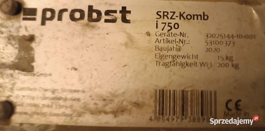 Chwytak do Obrzeży Studzienek PROBST SRZKOMBI Błaszki sprzedam