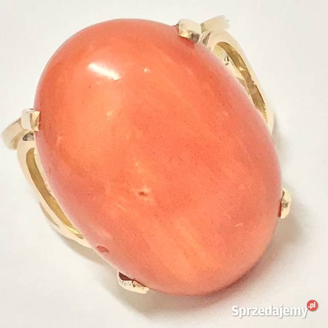 Złoty PIERŚCIONEK z KORALEM 750 18K egipski Pierścionki Warszawa