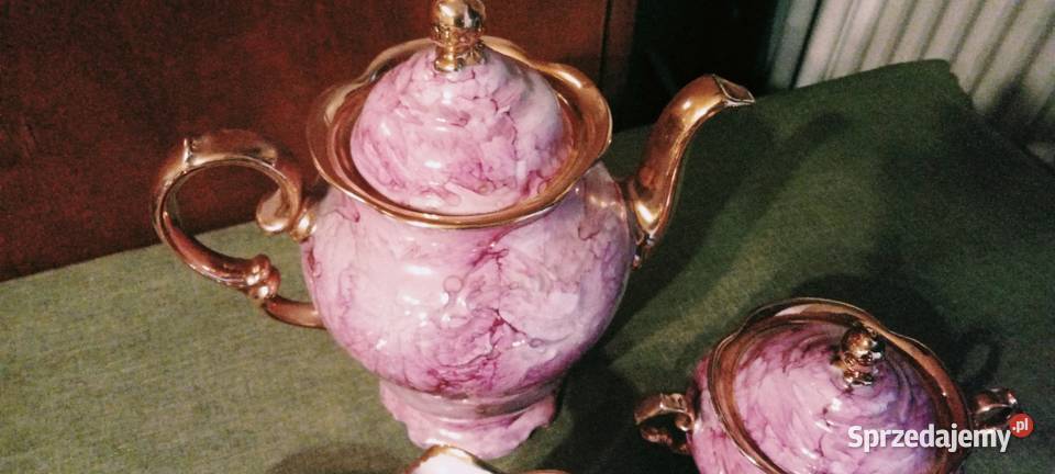 Serwis kawowy różowy Wawel PRL mazowieckie Warszawa