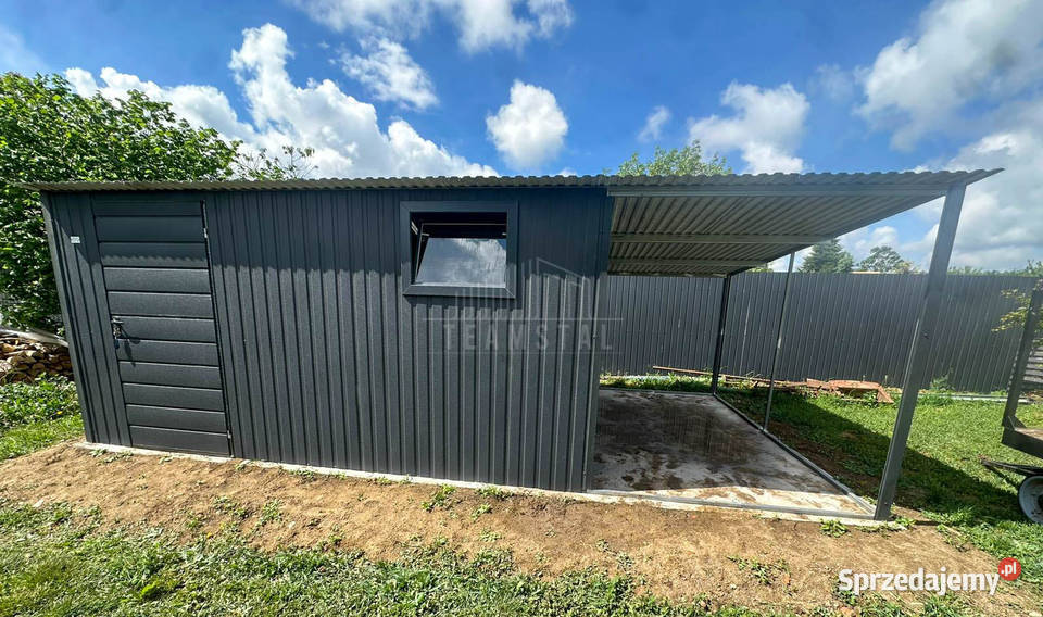 Schowek Domek ogrodowy 4x5 m wiata 2x5 m drzwi