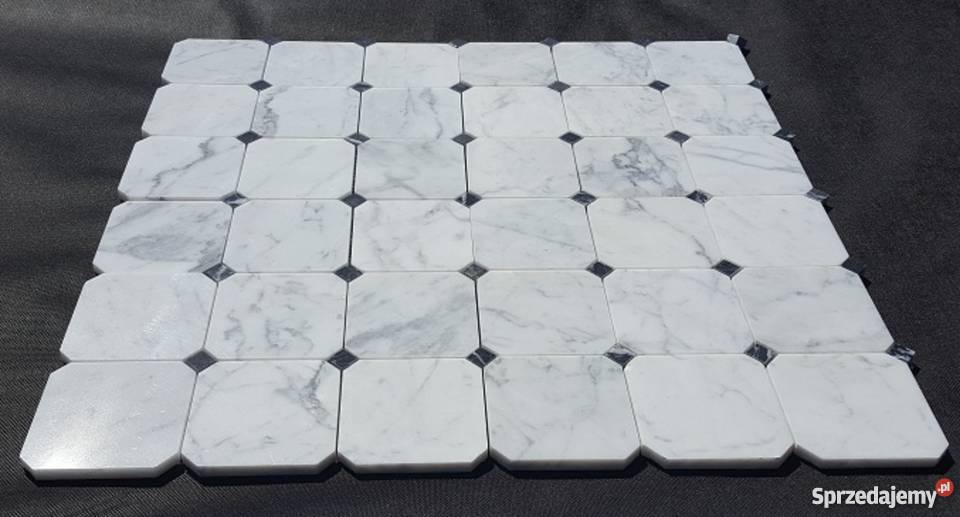MOZAIKA BIANCO CARRARA OCTAGON DEKOR CZARNOBIAŁA Bielawa