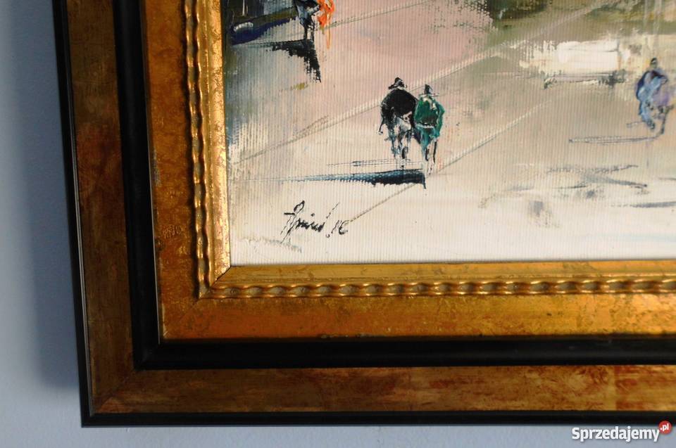 Olej na płótnie malowany szpachlą Plac Zamwowy Malarstwo Warszawa