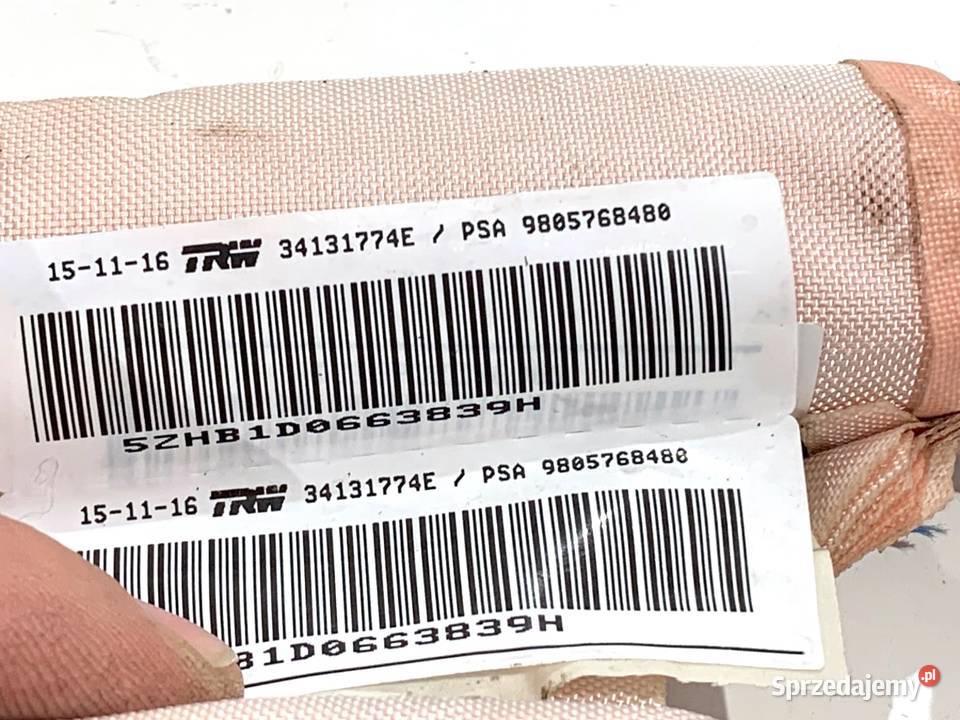 KURTYNA POWIETRZNA LEWY PEUGEOT 308 II