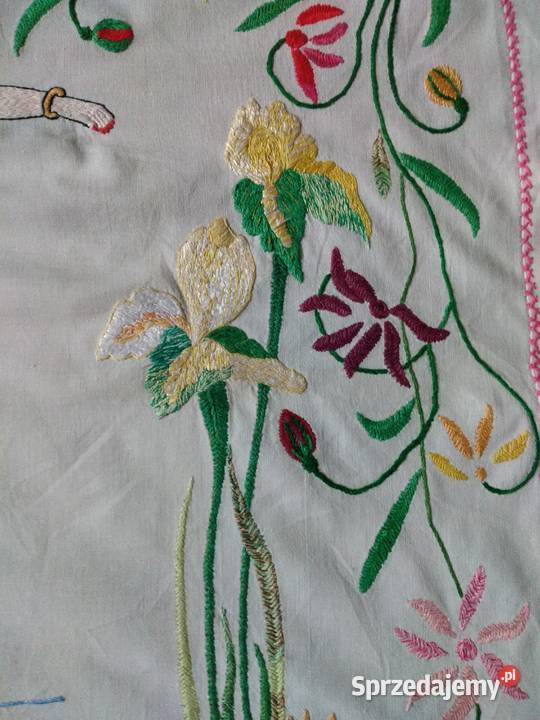 Makatka haftowana rękodzieło PRL Częstochowa