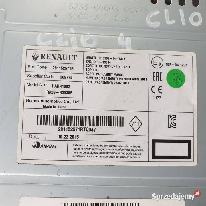 RENAULT CLIO IV RADIO CD 281152571R osobowe