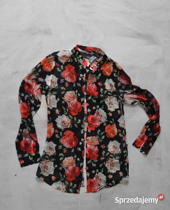 czarna koszula w kwiaty Guess XS 34 Warszawa