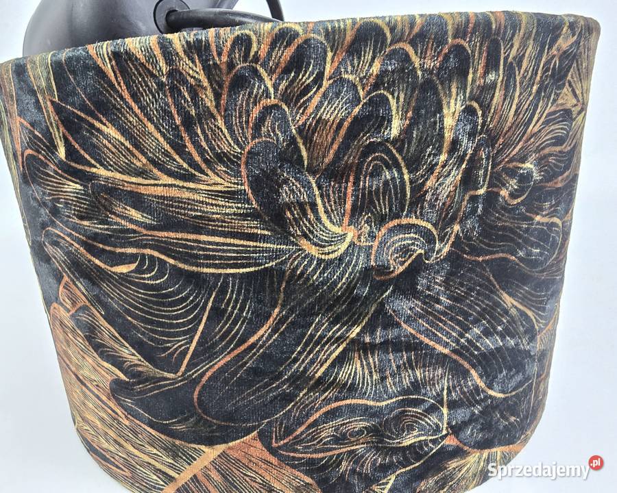 Glamour abażur cylinder ciemnozielony welur i Bronisze