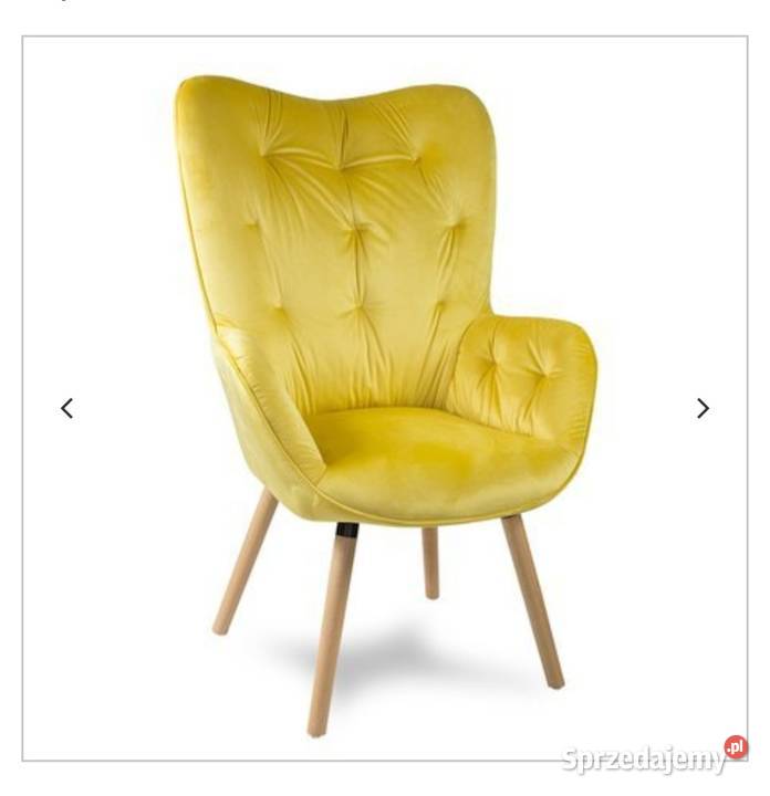 Fotel z weluru żółty Glamour Darmowa dostawa