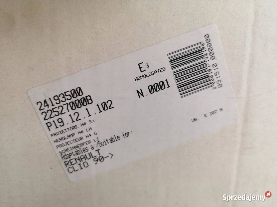 LAMPA LEWY PRZÓD RENAULT CLIO I 9096