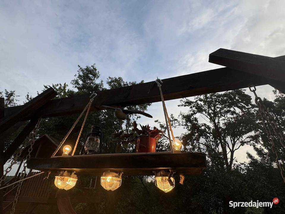 Lampa wisząca z grubej deski z kwietnikiem loft podkarpackie Jedlicze sprzedam