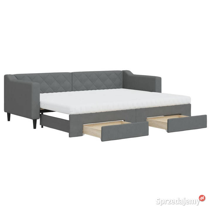 Sofa rozsuwana z szufladami ciemnoszara tkanina Warszawa sprzedam