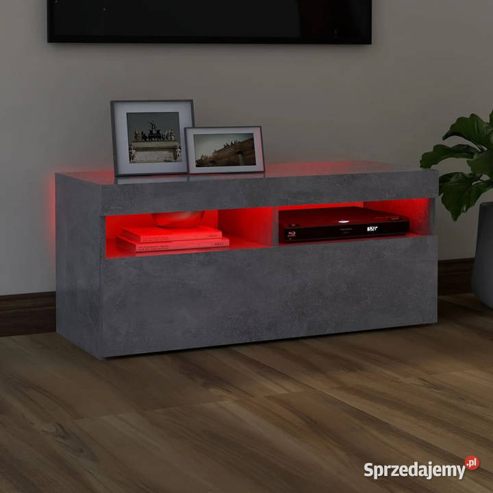 Szafka pod TV z oświetleniem LED szarość betonu Warszawa