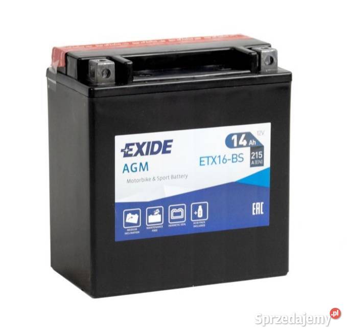 Akumulator motocyklowy EXIDE ETX16BS YTX16BS 12V warmińsko-mazurskie Elbląg
