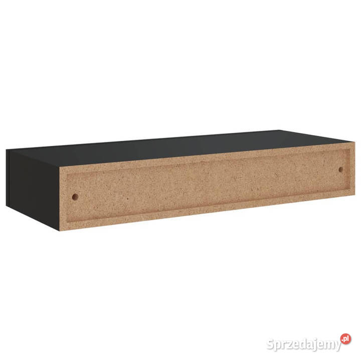 Półki ścienne z szufladą 2 czarne 60x235x10 MDF