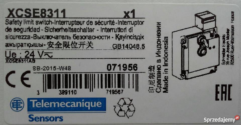 Wyłącznik bezpieczeństwa XCSE 8311 Telemecanique Zabrze sprzedam