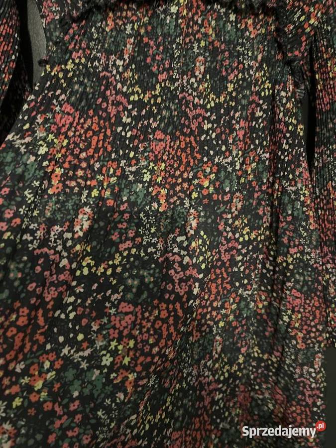 Primark sukienka modny wzór kwiaty plisowana 40 żółty/złoty