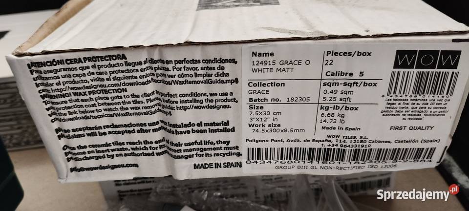 Grace O White Matt 75x30 cegiełka ścienna Wrocław