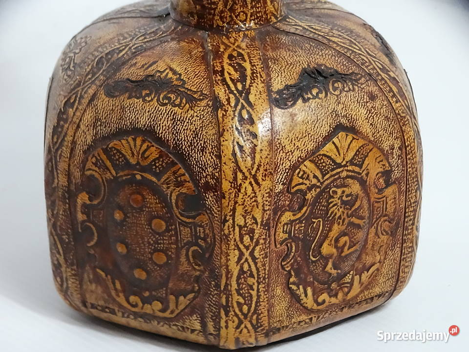 Włoska Karafka Vintage 1L Skóra Tłoczona Biłgoraj