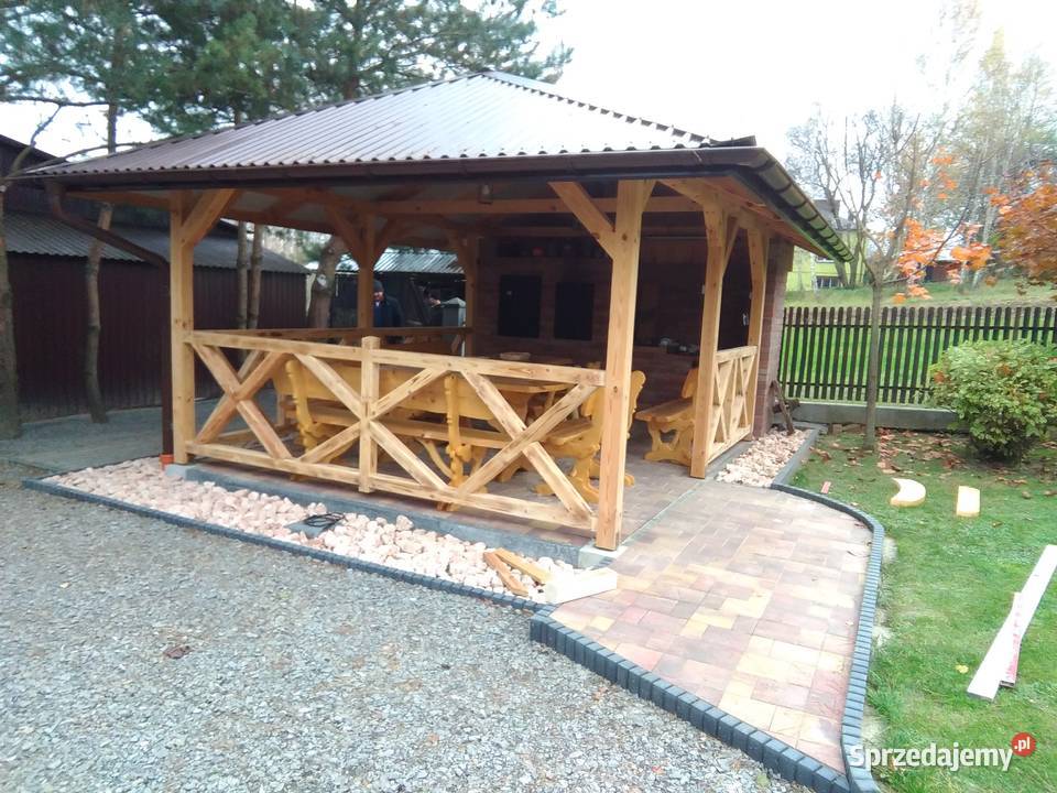 Meble ogrodowe altany place zabaw hustawki Bircza