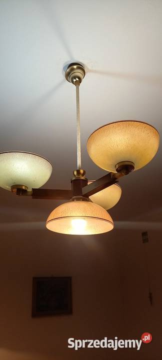 Trzyramienny żyrandol z kloszami w stylu Art łódzkie Skierniewice