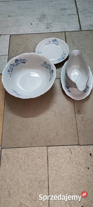 Talerze szkło porcelana z PRL Przeworno