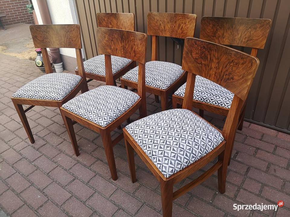 Krzesła ARTDECO Orzech Stare Antyk Komplet 6 sprzedam