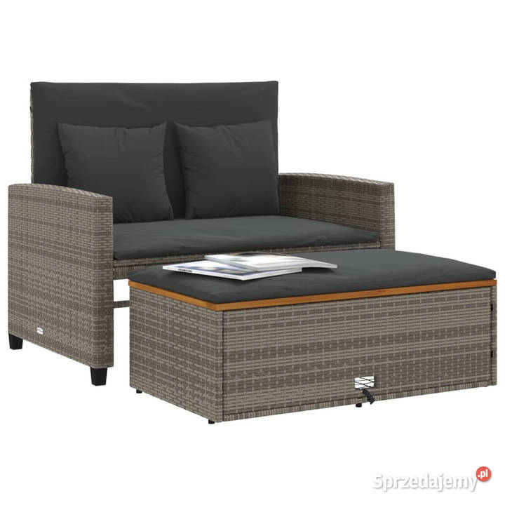 Sofa ogrodowa z poduszkami 2os szara rattan PE i Warszawa