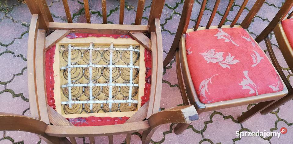 Krzesło stylowe art deco prl stare na sprężynach Sulbiny