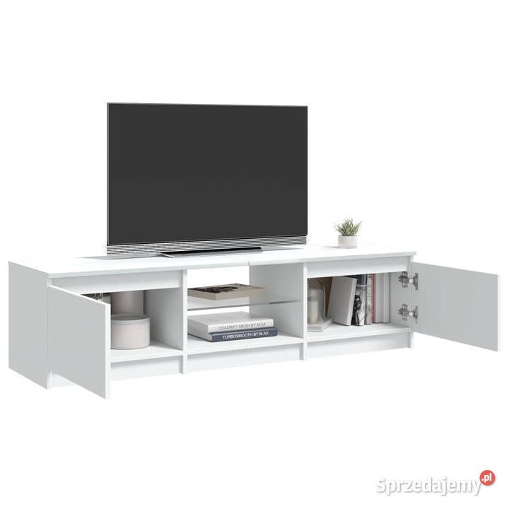 Szafka pod TV z oświetleniem LED biała 140 x 40