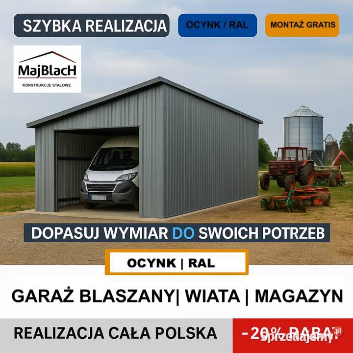 JEDNOSPADOWA Ocynkowana Wiata Hala Garaż