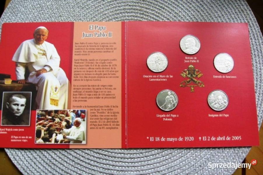 Malta Jan Paweł II 1 Lir komplet 5 sztuk Kalisz