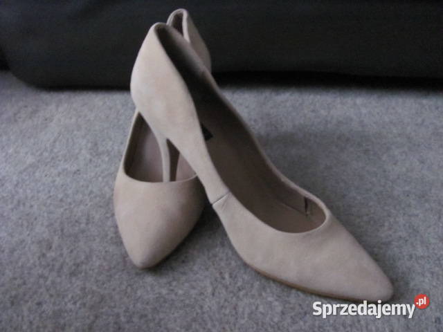 Szpilki MANGO beżowy nude Zamsz Skóra nat 40 skóra Czółenka Warszawa