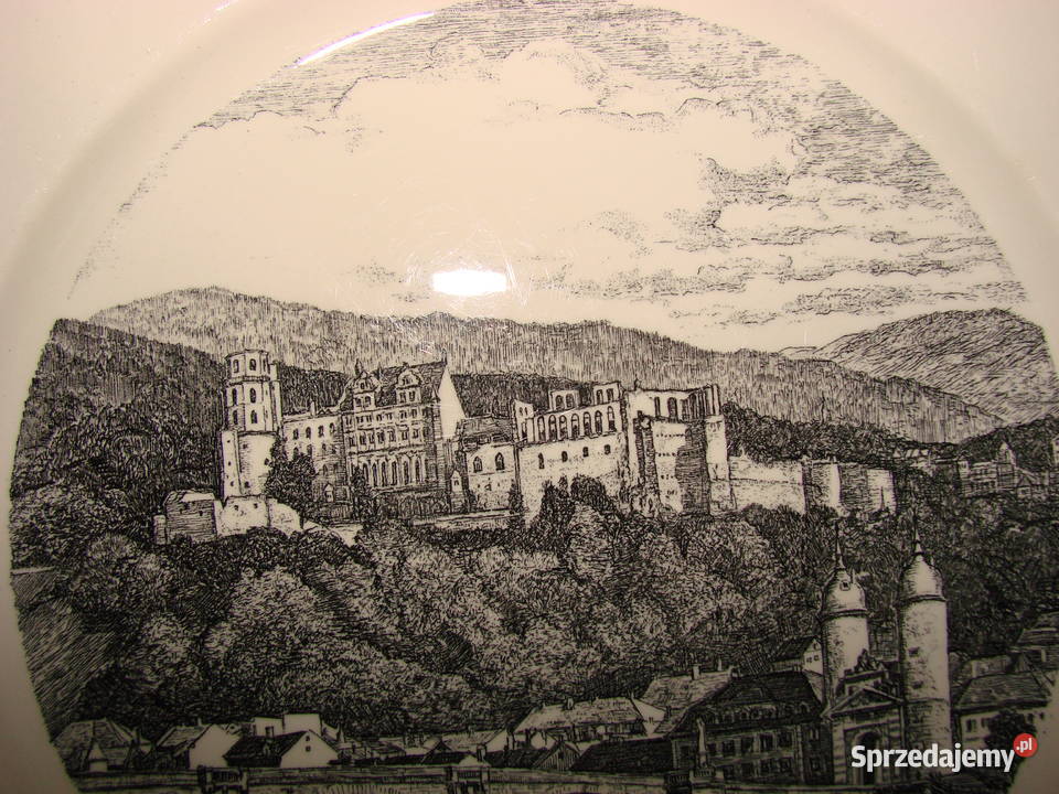 Zamek Heidelberg stary porcelanowy talerz pomorskie Pruszcz Gdański sprzedam