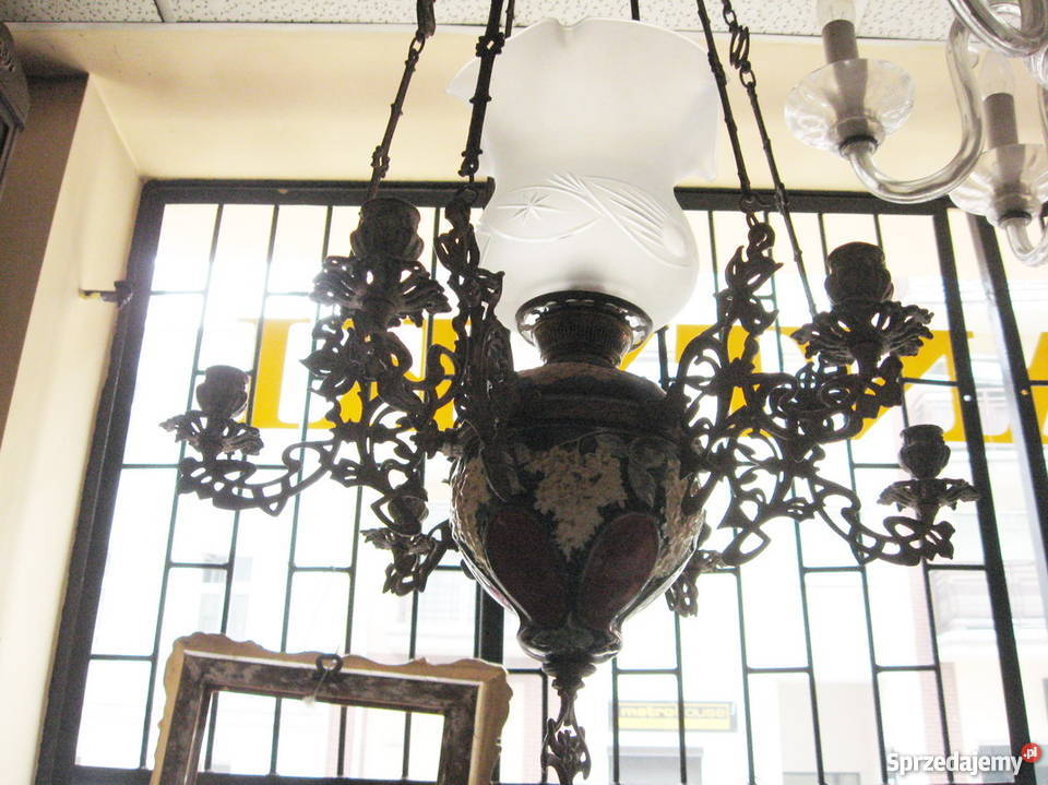 Lampa naftowa wisząca XIX w oryginał Poznań sprzedam