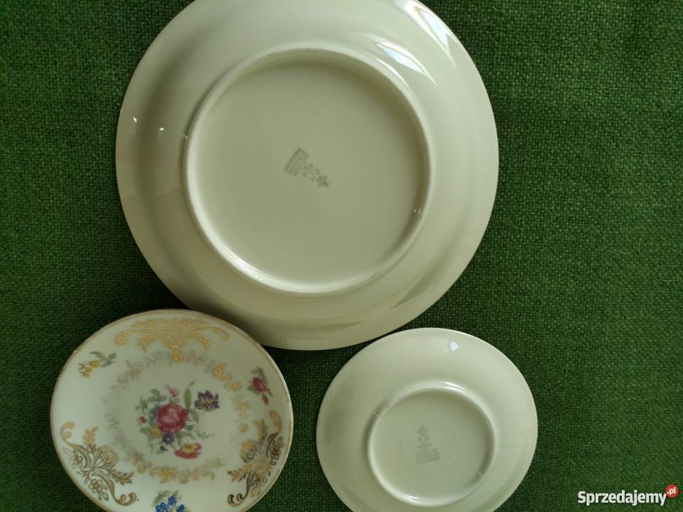 Paterka i dwa małe talerzyki porcelana Elbenbein Gorlice