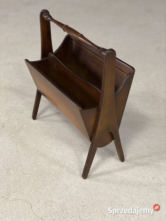 Gazetnik vintage MCM orzech Budno