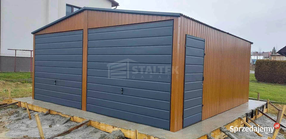 Garaż blaszany 6x6 2x Brama drzwi drewnopodobny blacha Żnin