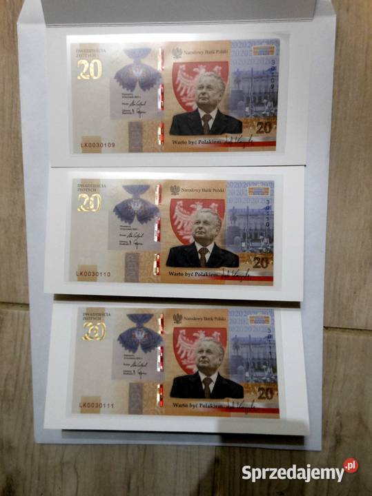 Trzy banknoty z kolejnymi numerami Numizmatyka Bartoszyce sprzedam