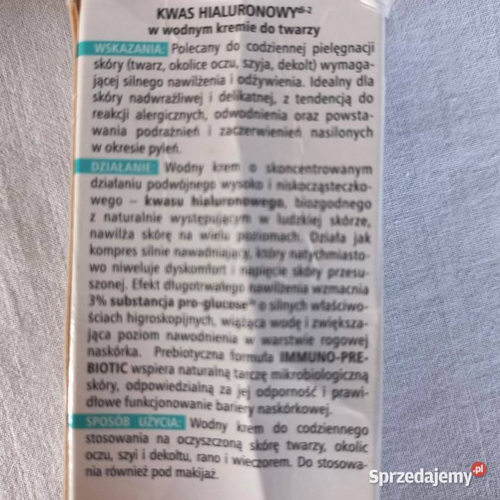 Kwas hialuronowy w wodnym kremie TWARZ Białystok