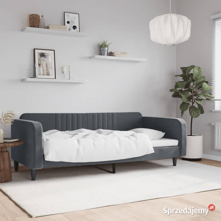 Sofa z funkcją spania ciemnoszara aksamit 90x200 75cm Warszawa sprzedam
