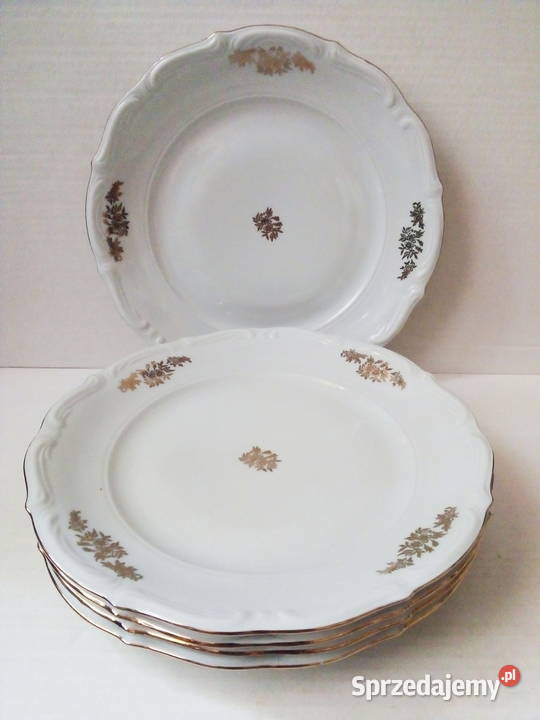 5 płytkich dużych talerzy Wałbrzych vintage PRL Częstochowa