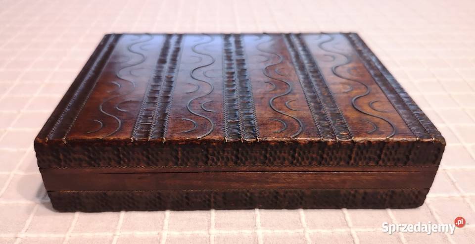 Szkatułka do kart z okresu PRL Rękodzieło Katowice