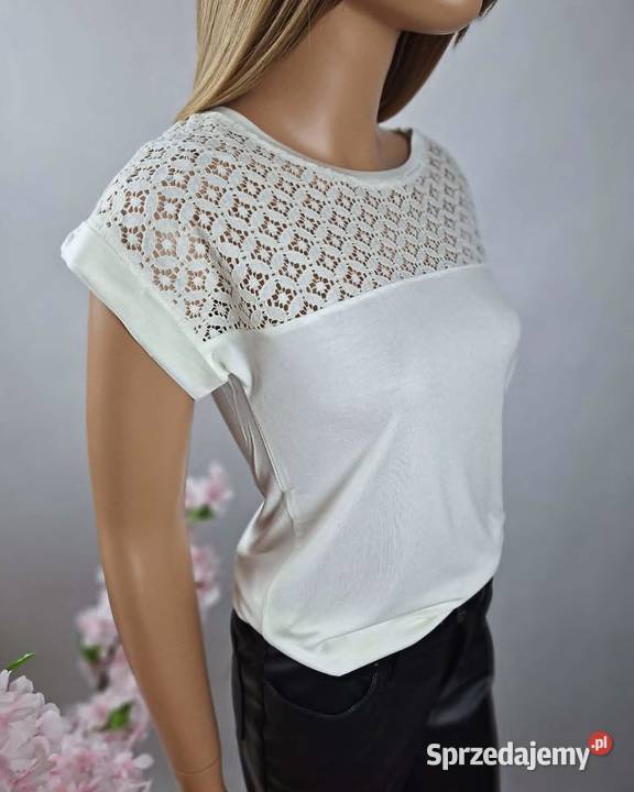 Bodyflirt biała bluzka koronka elegancka basic Augustówka