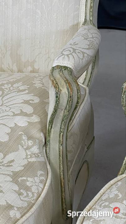 Para foteli francuskich Ludwik XV tapicerowane Budno