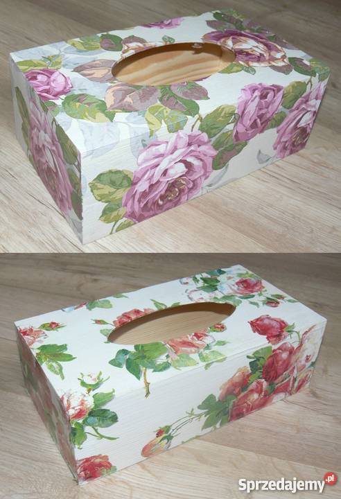 Pojemnik drewniany chustecznik decoupage prezent Warszawa