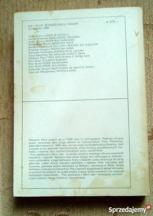 TRZY SPOTKANIA Z OKINISAN Walentin PIKUL Parczew sprzedam