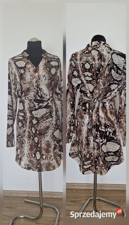 Śliczna wężowa sukienka jesienna zwiewna długi Spódnice i sukienki małopolskie Kraków