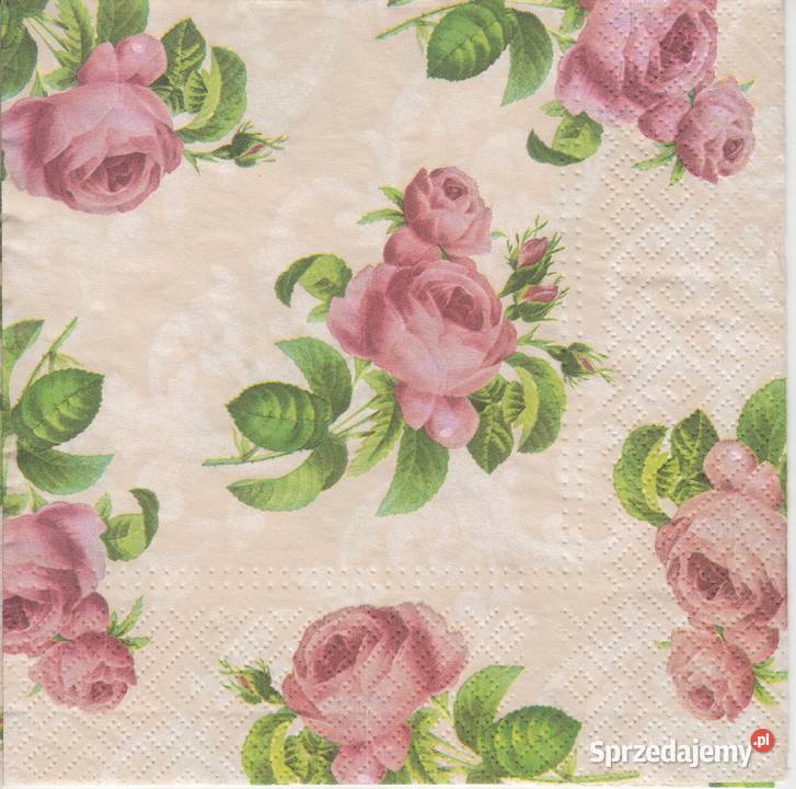 dekupaż serwetki kwiaty róże różyczki