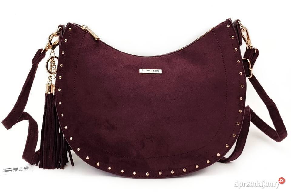 Torebka Listonoszka FloraCO Zamszowa Burgund Listonoszka
