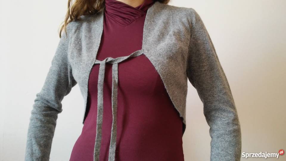Sweter krótki z angory zawiazywany Promod Częstochowa